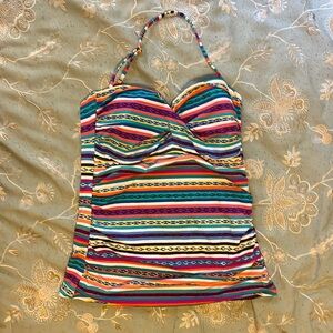 Anne Cole Tankini size XL. Multicolor. Removable halter strap.